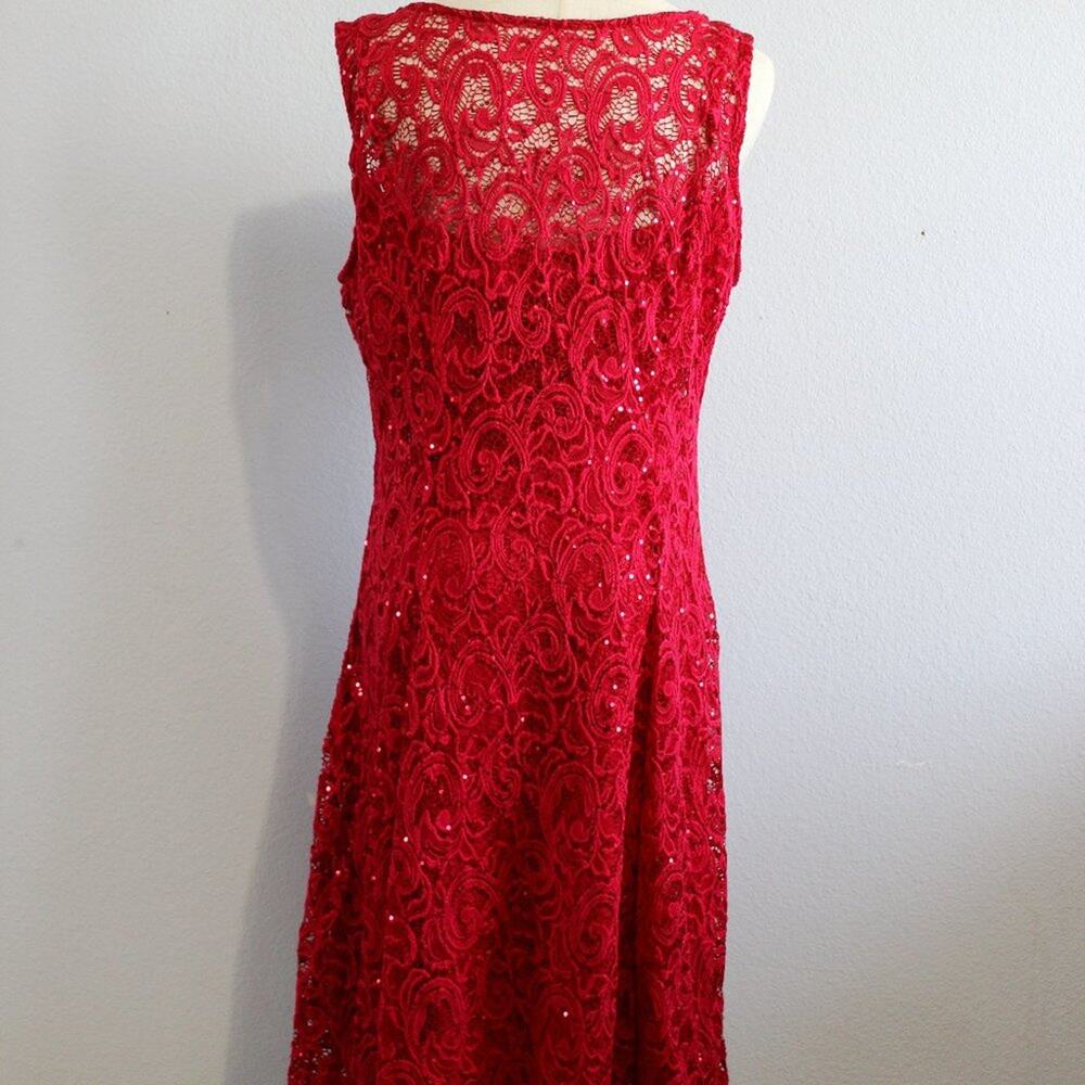 Liz Claiborne Sequin Lace Mesh Dress Lined Size 10 - Picture 5 of 9